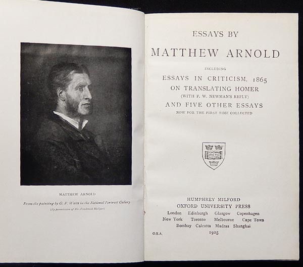 Essays By Matthew Arnold Including Essays In Criticism 1865 On Essays by matthew arnold including essays in criticism 1865 on